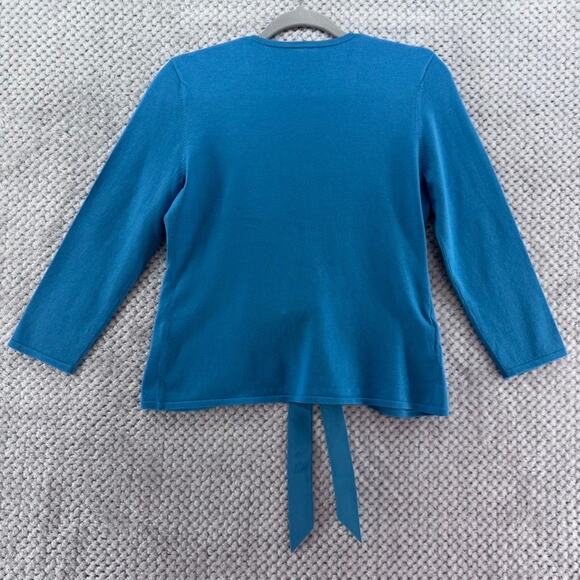 Ann Taylor Cardigan Tank Set Womens S Blue Silk Front Tie Scoop Neck Whimsi - Picture 5 of 14